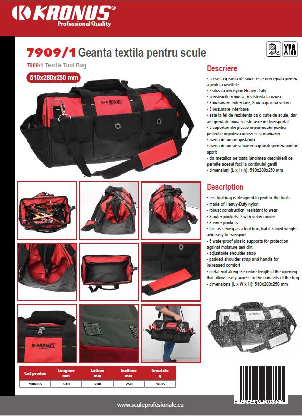 Genti textile pentru scule - KRONUS