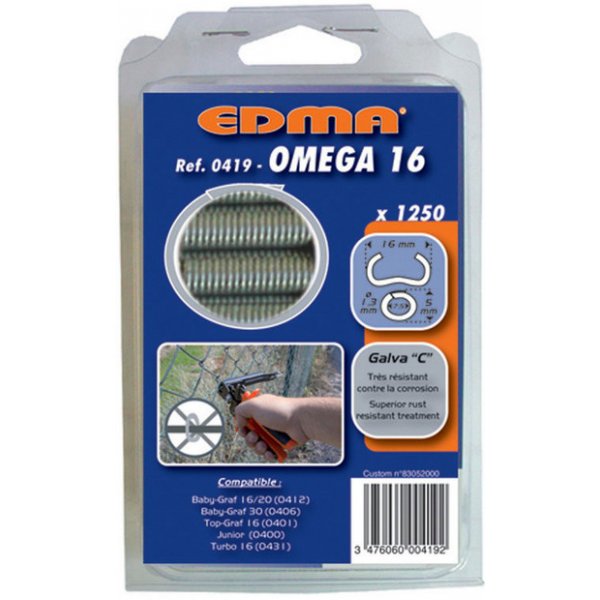 Capse galvanizate A OMEGA 16, 1250 bucati EDMA
