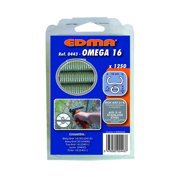 Capse otel inoxidabil AISI 316 1250 bucati OMEGA 16, dim 16 mm EDMA